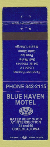 Matchbook Cover - Blue Haven Motel  Osceola IA