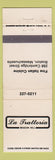 Matchbook Cover - LA Trattoria Italian Restaurant Boston MA Beacon Hill