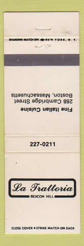 Matchbook Cover - LA Trattoria Italian Restaurant Boston MA Beacon Hill