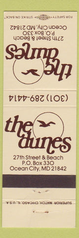 Matchbook Cover - The Dunes Ocean City MD