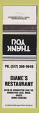 Matchbook Cover - Diane's Restaurant Houghton Lake MI white