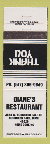 Matchbook Cover - Diane's Restaurant Houghton Lake MI white