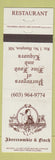 Matchbook Cover - Abercrombie and Finch Restaurant North Hampton NH