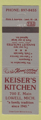 Matchbook Cover - Keiser's Kitchen Lowell MI