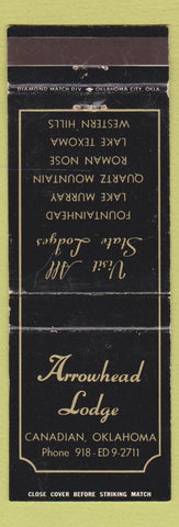 Matchbook Cover - Arrowhead Lodge Canadian OK WORN