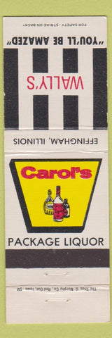 Matchbook Cover - Wally's Carol's Liquor Effingham IL