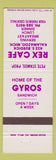 Matchbook Cover - Rex Cafe Cyros Kalamazoo MI