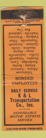 Matchbook Cover - K&L Transport Trucking Atlanta Baxley Bainbridge Ocilla WORN