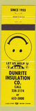 Matchbook Cover - Dunrite Insulation
