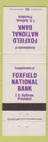Matchbook Cover - Foxfield National Bank