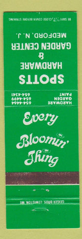 Matchbook Cover - Spotts Hardware Garden Center Medford NJ