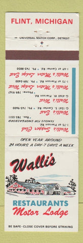 Matchbook Cover - Walli's Restaurants Flint MI