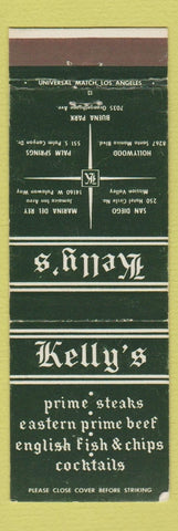 Matchbook Cover - Kelly's Restaurant Marina Del Rey Palm Springs Hollywood CA