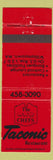Matchbook Cover - Taconic Restaurant Williamstown MA