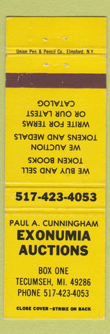Matchbook Cover - Exonumia Auctions Tecumseh MI