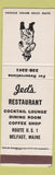 Matchbook Cover - Jed's Restaurant Belfast ME