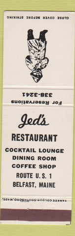 Matchbook Cover - Jed's Restaurant Belfast ME