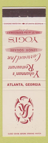 Matchbook Cover - Yohannan's Restaurant Atlanta GA