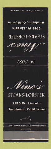 Matchbook Cover - Nino's Steaks Lobsters Anaheim CA
