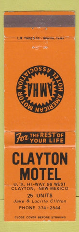 Matchbook Cover - Clayton Motel Clayton NM WORN