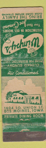 Matchbook Cover - Wimpy's Des Moines IA WORN