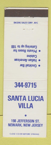 Matchbook Cover - Santa Lucia Villa Italian restaurant Newark NJ