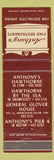 Matchbook Cover - Anthony's Restaurant Lynn Swampscott Boston MA WEAR