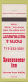 Matchbook Cover - Spacecenter Inn Motel Restaurant Houston TX NASA