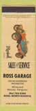 Matchbook Cover - Ross Garage Ross ND Massey Ferguson White Tractors