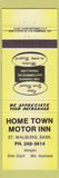 Matchbook Cover - Home Town Motor Inn ST Walburg SK yellow
