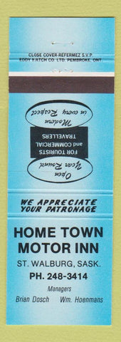 Matchbook Cover - Home Town Motor Inn ST Walburg SK blue