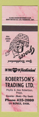 Matchbook Cover - Robertson's Trading Grocery LA Ronge SK pink