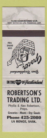 Matchbook Cover - Robertson's Trading Grocery LA Ronge SK gray