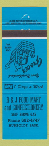 Matchbook Cover - R&J Food Mart Confectionery oil gas Humboldt SK blue