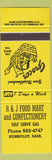 Matchbook Cover - R&J Food Mart Confectionery oil gas Humboldt SK yellow