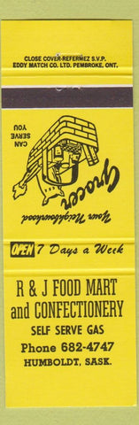 Matchbook Cover - R&J Food Mart Confectionery oil gas Humboldt SK yellow