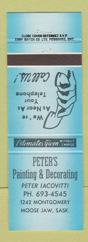 Matchbook Cover - Peters Painting and Decorating Moose Jaw SK blue