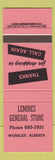 Matchbook Cover - Lemires General Store Worsley AB red