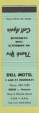 Matchbook Cover - Dell Motel Delhi ON green