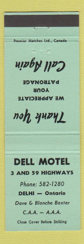 Matchbook Cover - Dell Motel Delhi ON green