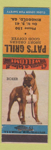 Matchbook Cover - Pat's Grill Ringgold GA low phone Boxer
