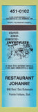 Matchbook Cover - Restaurant Johanne Pointe Fortune QC blue