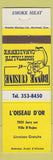 Matchbook Cover - L'oiseau D'or Restaurant Ville D Anjou QC