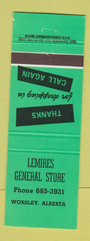 Matchbook Cover - Lemires General Store Worsley AB green
