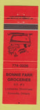 Matchbook Cover - Bonnie Fair Grocery Dunnville ON red