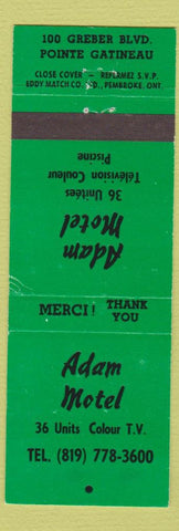 Matchbook Cover - Adam Motel Pointe Gatineau QC