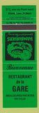 Matchbook Cover - Restaurant De LA Gare Alma Lac St Jean QC? Green