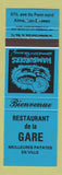 Matchbook Cover - Restaurant De LA Gare Alma Lac St Jean QC? Blue