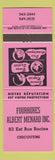 Matchbook Cover - Fourrures Albert Menard Chicoutimi QC neon pink