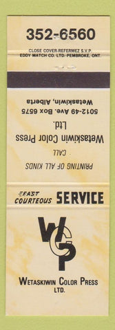 Matchbook Cover - Wetaskiwin Color Press Printing AB yellow